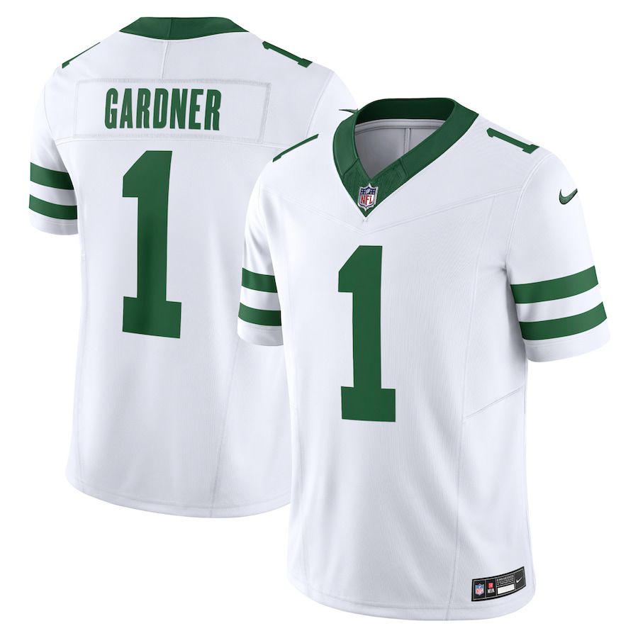 Men New York Jets #1 Ahmad Sauce Gardner Nike Legacy White Vapor F.U.S.E. Limited NFL Jersey